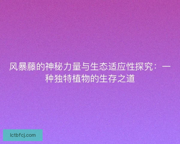 风暴藤的神秘力量与生态适应性探究:一种独特植物的生存之道 风暴藤的神秘力量与生态适应性探究:一种独特植物的生存之道