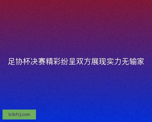 足协杯决赛精彩纷呈双方展现实力无输家