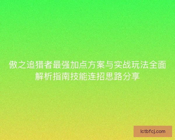 傲之追猎者最强加点方案与实战玩法全面解析指南技能连招思路分享